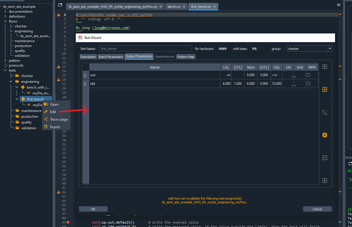 edit parameter