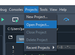 open project in spyder
