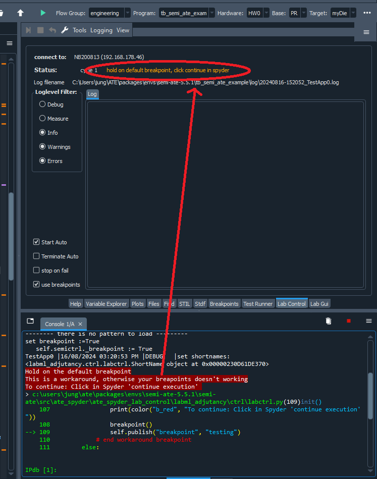 stop on breakpoint